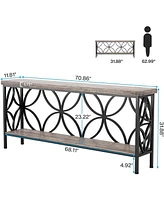 Tribesigns 70.9-Inch Narrow Sofa Table, Industrial Long Table Behind Couch, Entry Console with Storage for Entryway, Living Room, Foyer, Un