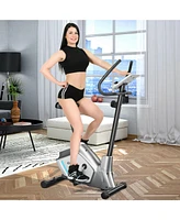 Slickblue Magnetic Stationary Upright Exercise Bike with Lcd Monitor and Pulse Sensor