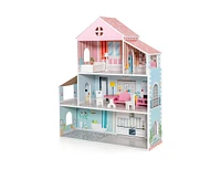 Slickblue 3-Tier Toddler Doll House with Furniture Gift for Age over 3