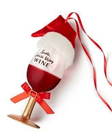 Holiday Lane Foodie Collection Red Wine Glass with Santa Hat Ornament, Created for Macy's