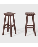 WestinTrends 29" Hdpe Outdoor Patio Square Bar Stools (Set of 2)