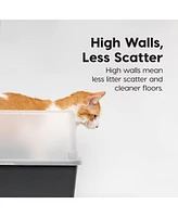 Iris Cat Litter Box with Shield and Scoop, Black