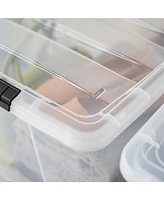 Iris 4 Pack 72qt Clear View Plastic Storage Bin with Lid and Secure Latching Buckles