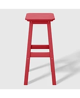 WestinTrends 29" Hdpe Outdoor Patio Square Bar Stools (Set of 2)