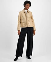 Cole Haan Women's Leather Zip-Front Collared Coat