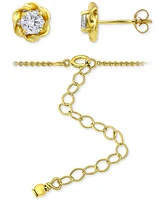 Giani Bernini 2-Pc. Set Cubic Zirconia Love Knot Pendant Necklace & Matching Stud Earrings in 18k Gold-Plated Sterling Silver, Created for Macy's