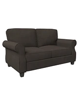 Simplie Fun Modern 2 Seater Brown Sofa with Solid Wood Frame