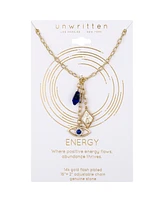 Unwritten Lapis Cubic Zirconia Mother of Pearl Evil Eye Hamsa Hand Charm Pendant Y-Necklace