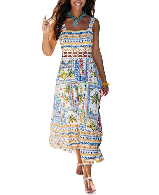 Cupshe Women's Tropical Print Crochet Maxi Beach Dress | MainPlace Mall Cupshe Women's Tropical Print Crochet Maxi Beach Dress | MainPlace Mall