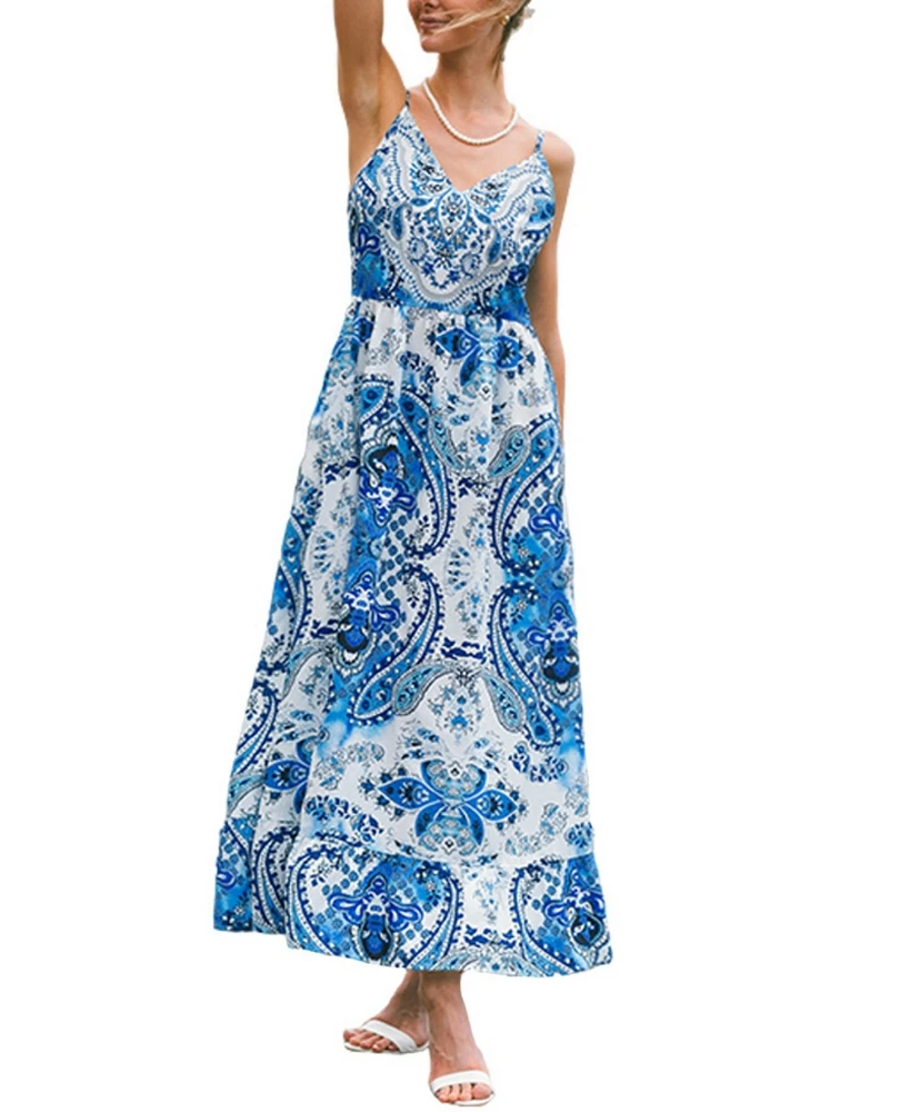 Cupshe Women's Paisley Print Pocket Maxi Beach Dress