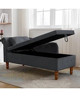 Modern Velvet Chaise Lounge with Storage & Pillow