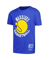 Mitchell & Ness Big Boys and Girls Royal State Warriors Hardwood Classics Retro Logo T-Shirt