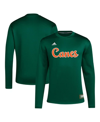 Adidas Men's Miami Hurricanes Reverse Retro Baseball Script Pullover Sweatshirt