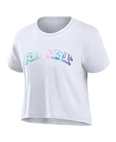 Fanatics Women's White Formula 1 Merchandise Y2K Logo Cropped T-Shirt