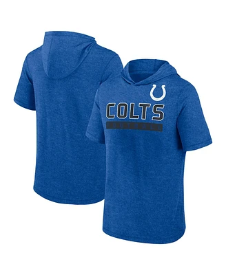 Fanatics Men's Heather Royal Indianapolis Colts Push Short Sleeve Pullover Hoodie