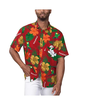 Margaritaville Men's Philadelphia Phillies Island Life Floral Party Button-Up Shirt