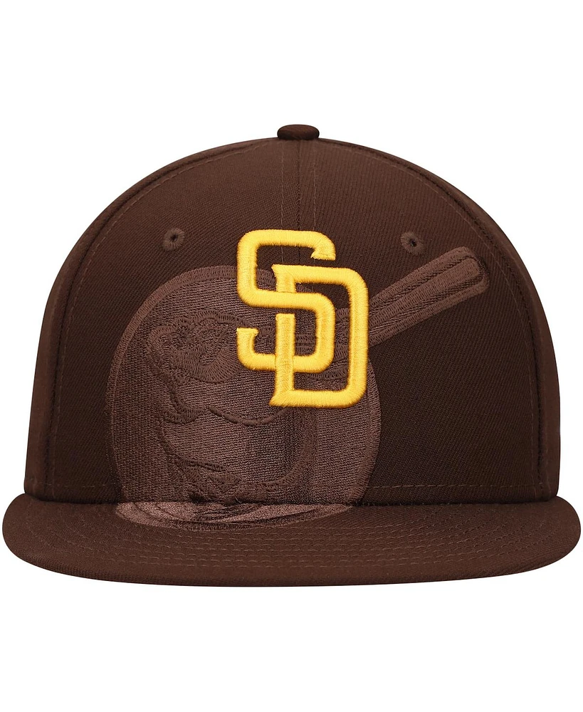 New Era Men's Brown San Diego Padres Shadow Logo 59FIFTY Fitted Hat