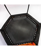 JumpKing 7ft Hexagonal Trampoline with Basketball Hoop