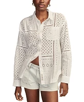 Lucky Brand Women's Cotton Schiffli Embroidered Prep Shirt