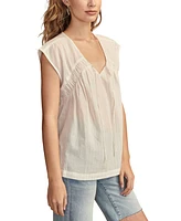 Lucky Brand Women's Striped Ruched Tie-Front Top