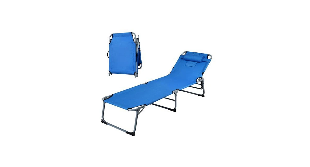 Slickblue Not for Sale-Folding Chaise Lounge Chair with Face Hole for Beach-Blue