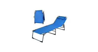 Slickblue Not for Sale-Folding Chaise Lounge Chair with Face Hole for Beach-Blue