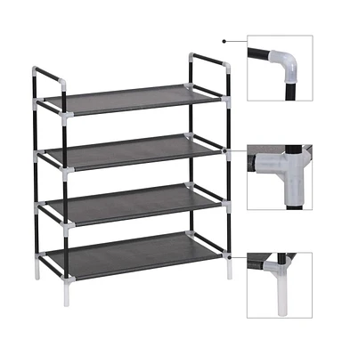 vidaXL Shoe Rack with Shelves Metal and Non-woven Fabric Black