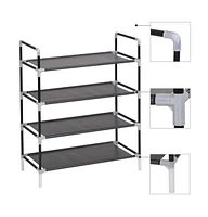 vidaXL Shoe Rack with Shelves Metal and Non-woven Fabric Black