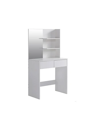 Streamdale Furniture Vanity Desk With Mirror, Dressing Table With 2 Drawers, White Color