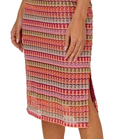 Adrianna by Papell Women's Crochet Stripe Halter Sleeveless Sheath Dress