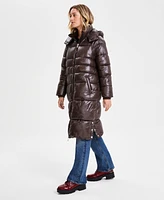 Guess Women's Shine Hooded Mid-Length Puffer Coat