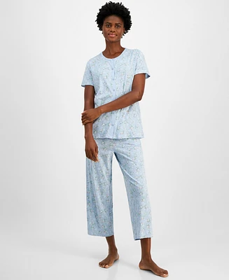 Charter Club Women's 2-Pc. Cotton Printed Cropped Pajamas Set, Created for Macy's