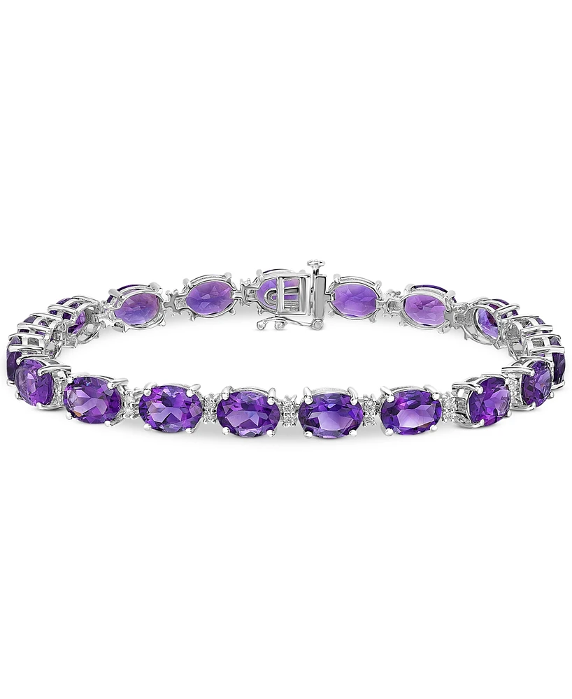 Garnet (28 ct. t.w.) & White Topaz (3/8 Oval Link Bracelet Sterling Silver (Also Blue Topaz, Amethyst, Peridot, Citrine)