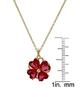 Macy's Simulated Ruby Hearts Charm Spinning Clover Pendant Necklace