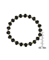 Macy's Black Crystal and 14K Gold Plated Ball Stretch Bracelet