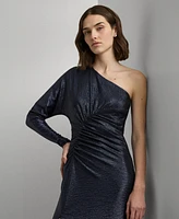 Lauren Ralph Women's Metallic Knit One-Shoulder Gown