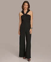 Donna Karan Women's Twist-Neck Wide-Leg Jumpsuit