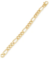 Italian Silver Men's Figaro Link Chain Bracelet in 18K Gold-Plated Sterling Silver