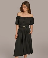 Donna Karan Women's Off-The-Shoulder Belted Jersey Dress