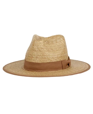 Angela & William Palm Braid Wide Brim Panama Fedora Sun Hat with Grosgrain Band