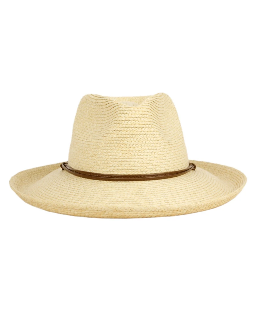 Angela & William Straw Fedora Sun Hat with Chin Cord