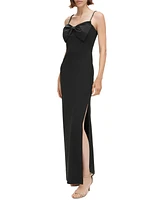 Eliza J Women's Bow-Bodice Embellished-Strap Side-Slit Dress