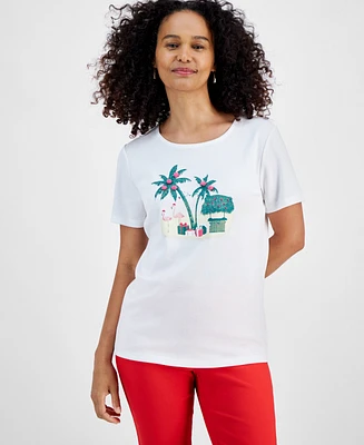 Holiday Lane Women's Tiki Christmas Tee, Created for Macy's