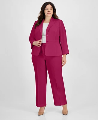 Le Suit Plus Size Crepe Two-Button Blazer Pantsuit