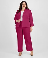 Le Suit Plus Size Crepe Two-Button Blazer Pantsuit
