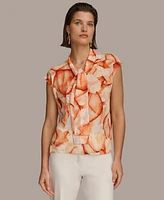 Donna Karan Women's Tie-Neck Cap-Sleeve Blouse