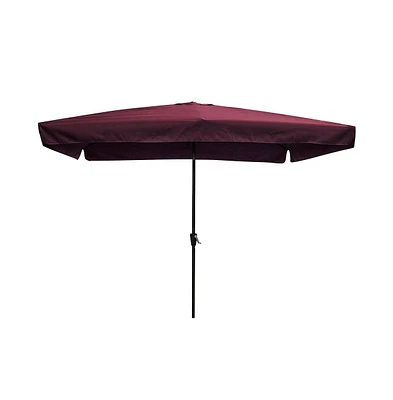 Yescom 10x6.5ft Rectangle Aluminum Patio Umbrella Sunshade Crank Tilt Market Garden Yard Wine Red