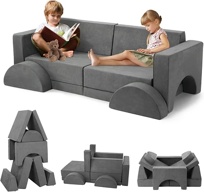 Caromio -Piece Mudular Kids Play Couch Soft Foam Kids Sofa Couch Fort Building Toddler Playset