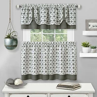 Kate Aurora Modern Geo 3 Pc Kitchen Curtain Tier & Valance Set