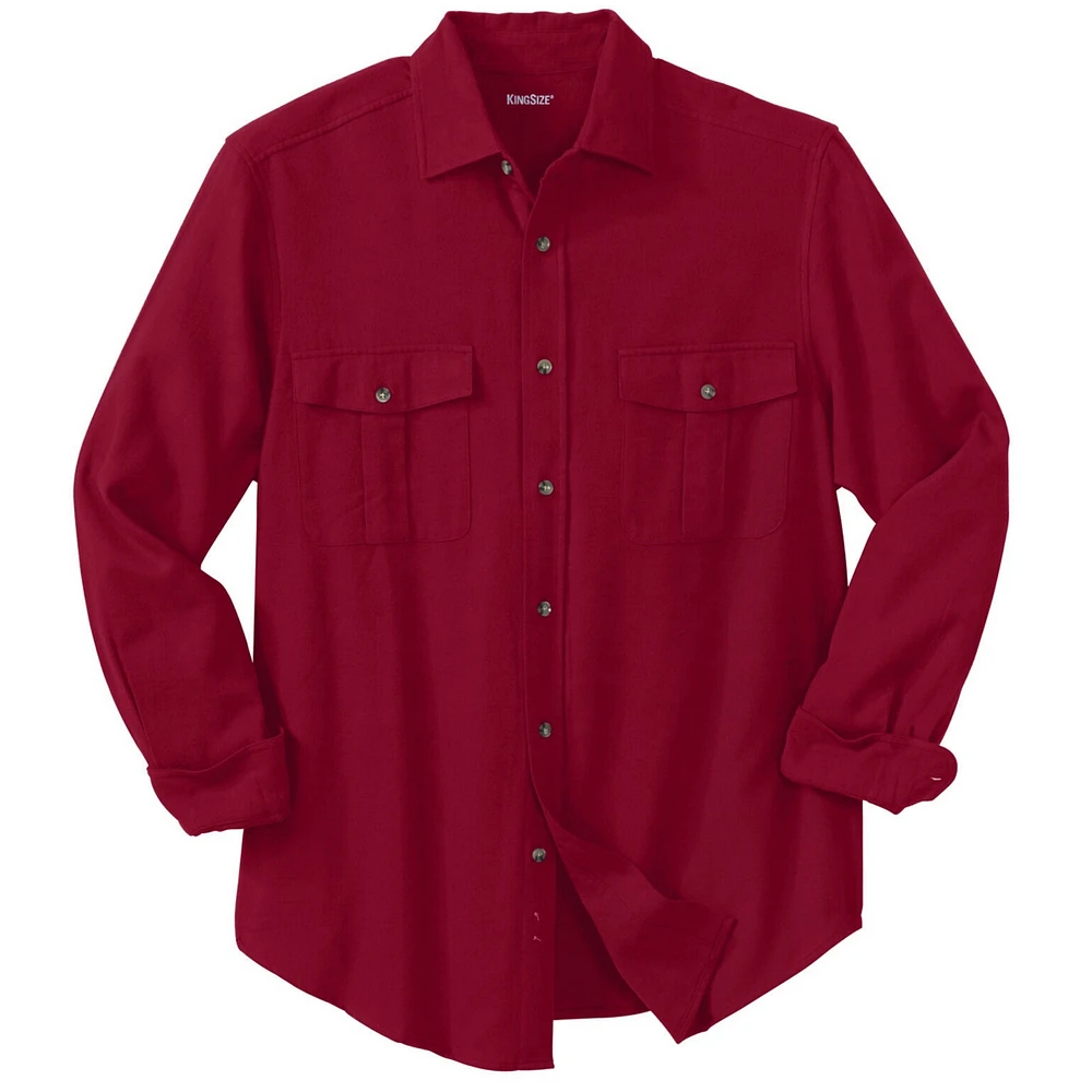 KingSize Big & Tall Solid Double-Brushed Flannel Shirt